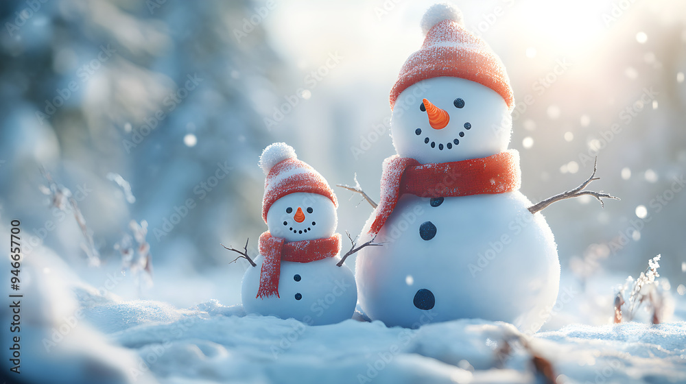 Delightful Snowman Adorned with a Cozy Hat and Warm Scarf Delightful Snowman Adorned with a Cozy Hat and Warm Scarf