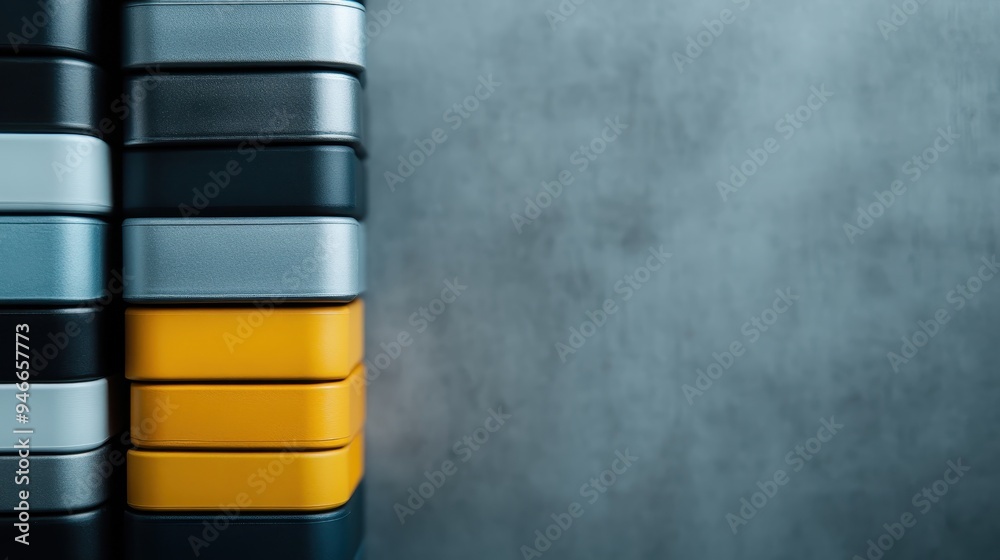 An image of stacked metallic blocks arranged in a modern color scheme, presenting a sleek and organized aesthetic with vibrant and matte finishes. An image of stacked metallic blocks arranged in a modern color scheme, presenting a sleek and organized aesthetic with vibrant and matte finishes.