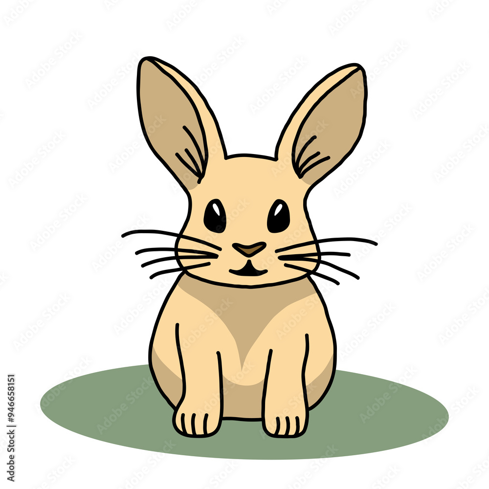 Fototapeta premium BUNNY SITTING ON THE GRASS - PNG