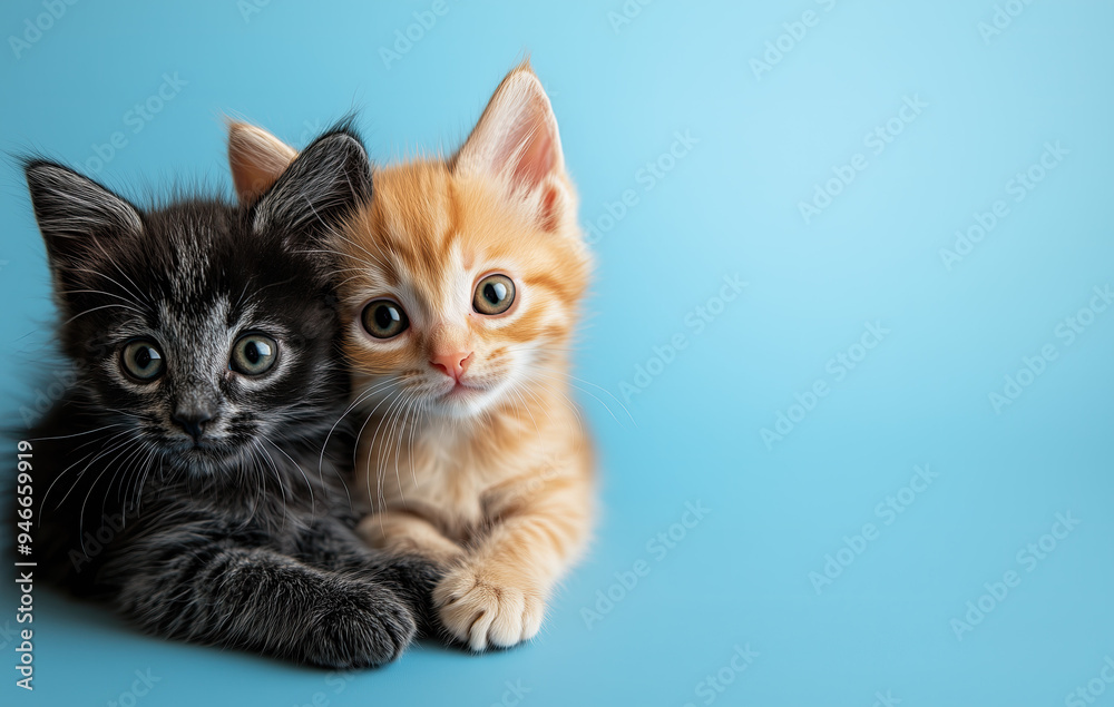 Cute Kittens Frame Blank Background - Space for Text Cute Kittens Frame Blank Background - Space for Text