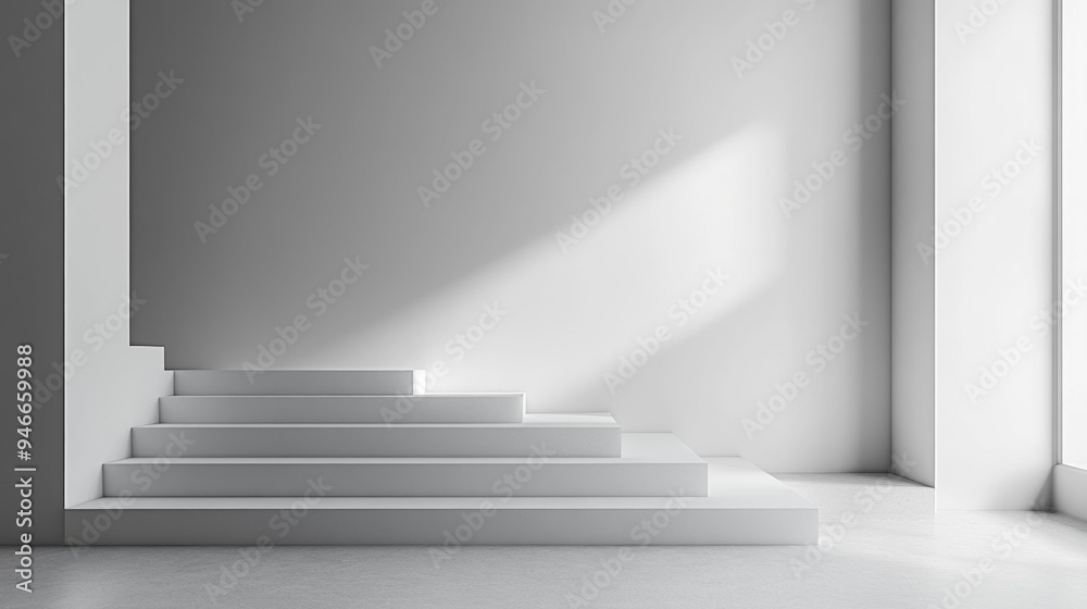Minimalist White Staircase with Natural Light Generative AI Minimalist White Staircase with Natural Light Generative AI