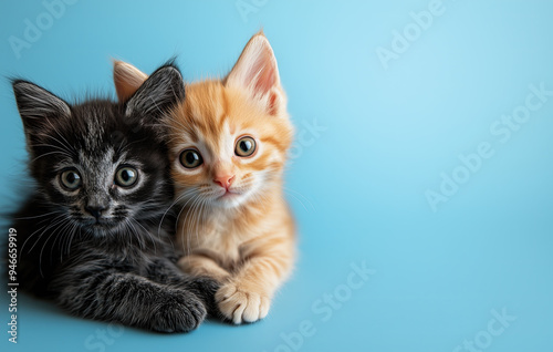 Cute Kittens Frame Blank Background - Space for Text