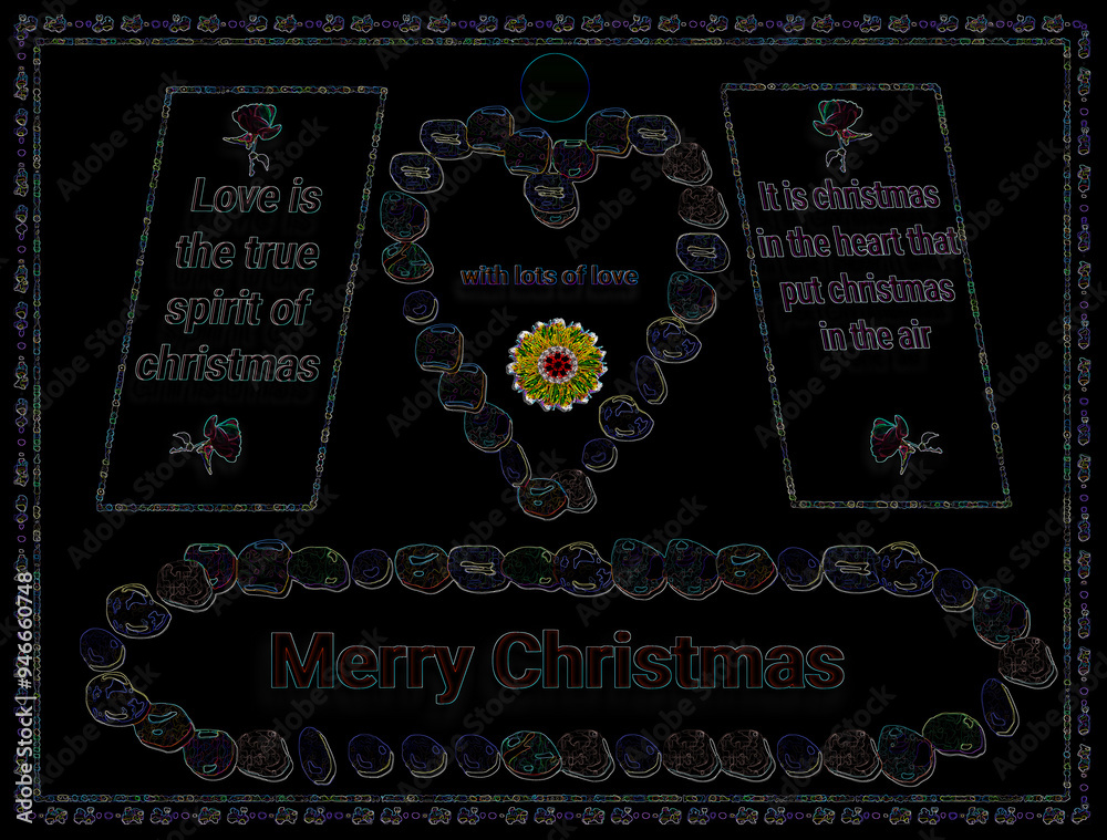 Happy merry christmas 3d words, flowers, balls, balloons in stylish gemstones frame are artistic christmas creations. Grab these amazing text art for christmas festival greeting card gift and decor Happy merry christmas 3d words, flowers, balls, balloons in stylish gemstones frame are artistic christmas creations. Grab these amazing text art for christmas festival greeting card gift and decor