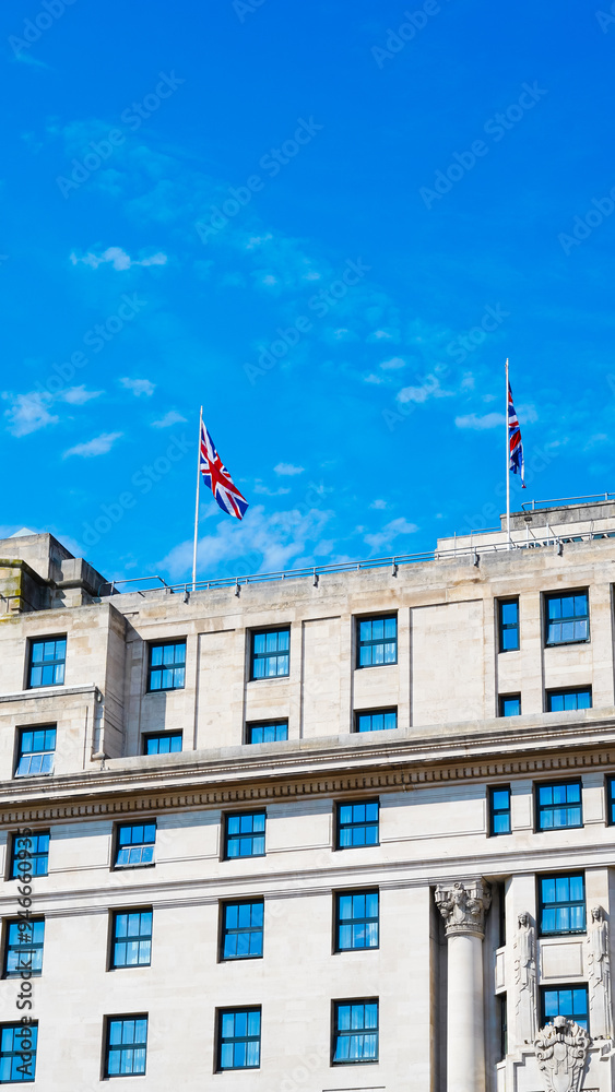 Fototapeta premium The Union Jack: a symbol of British unity, history, with red, white, and blue.