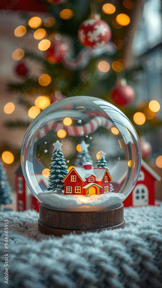 Christmas snow globe with a festive house scene Christmas snow globe with a festive house scene