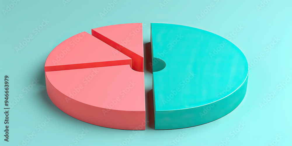 Fototapeta premium A Abstract Pie Chart of Advertising Budget Allocation in Teal and Coral