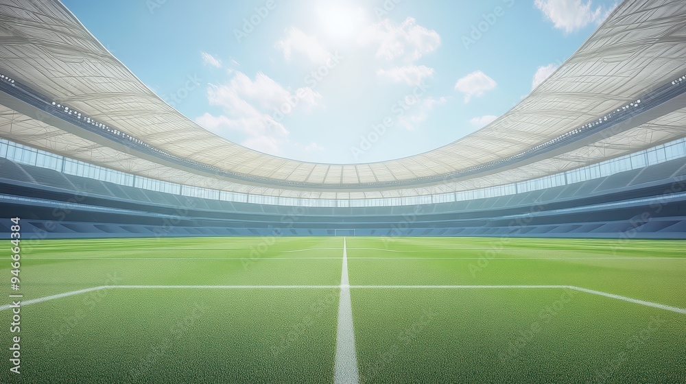 A vibrant stadium view showcasing an expansive green field under a bright blue sky, ideal for sports and events. A vibrant stadium view showcasing an expansive green field under a bright blue sky, ideal for sports and events.