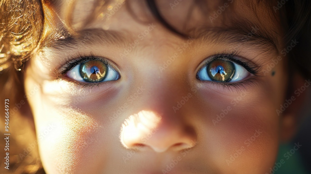 Close-up of a Child's Eyes Reflecting the Outdoors Close-up of a Child's Eyes Reflecting the Outdoors