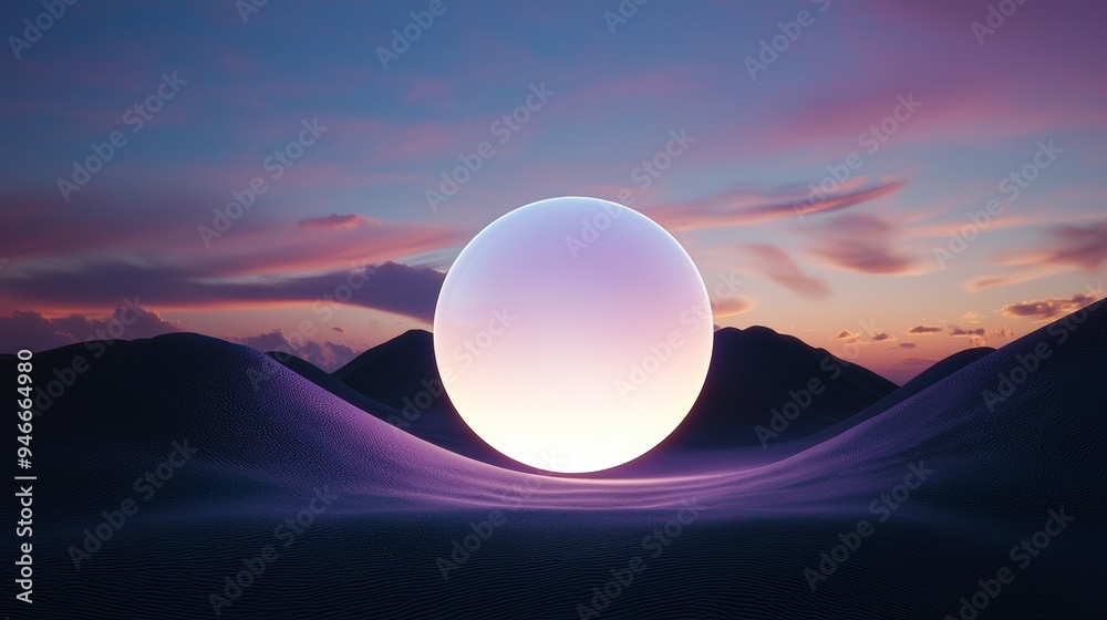 Glowing orb in a mystical desert at twilight, symbolizing ancient magic, desert glowtime, mysterious and evocative Glowing orb in a mystical desert at twilight, symbolizing ancient magic, desert glowtime, mysterious and evocative