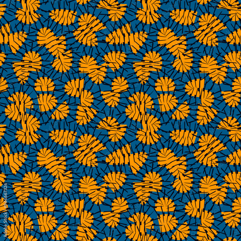 African style seamless pattern. Bright ethnic, tribal ornament. Floral motif ornamental background. Ankara wax inspired fabric, cloth, textile print, digital paper. Freehand design abstract wallpaper African style seamless pattern. Bright ethnic, tribal ornament. Floral motif ornamental background. Ankara wax inspired fabric, cloth, textile print, digital paper. Freehand design abstract wallpaper