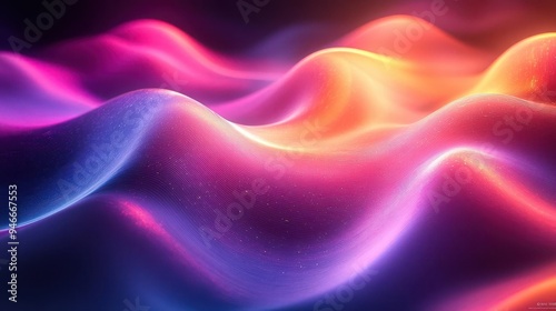 abstract 3d render of fluid iridescent waves in motion holographic gradients and neon colors create a mesmerizing futuristic backdrop with dynamic curves and light play