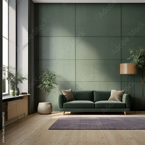 modern living room in green