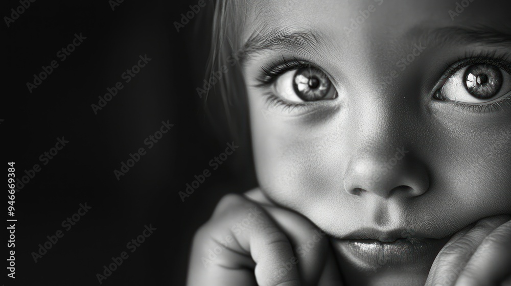 Close-up Portrait of a Young Girl's Face with Large Eyes Close-up Portrait of a Young Girl's Face with Large Eyes