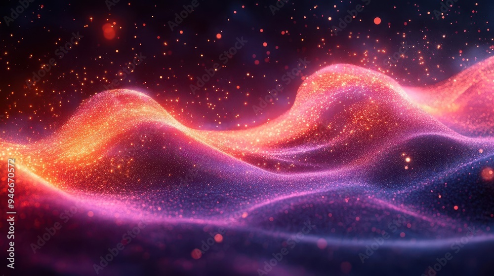 Fototapeta premium abstract visualization of energy flow using vibrant light trails and dynamic particle effects futuristic design with glowing elements against dark background conveys power and technology