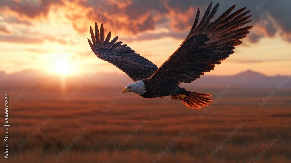 custom made wallpaper toronto digitalBald Eagle Soaring Through a Golden Sunset