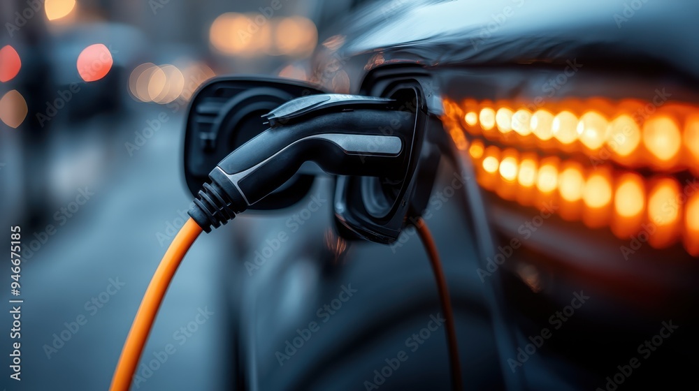 This image displays an electric vehicle being charged with an orange cable plugged in, highlighted by the vehicle’s illuminated rear lights, emphasizing modern transport technology. This image displays an electric vehicle being charged with an orange cable plugged in, highlighted by the vehicle’s illuminated rear lights, emphasizing modern transport technology.