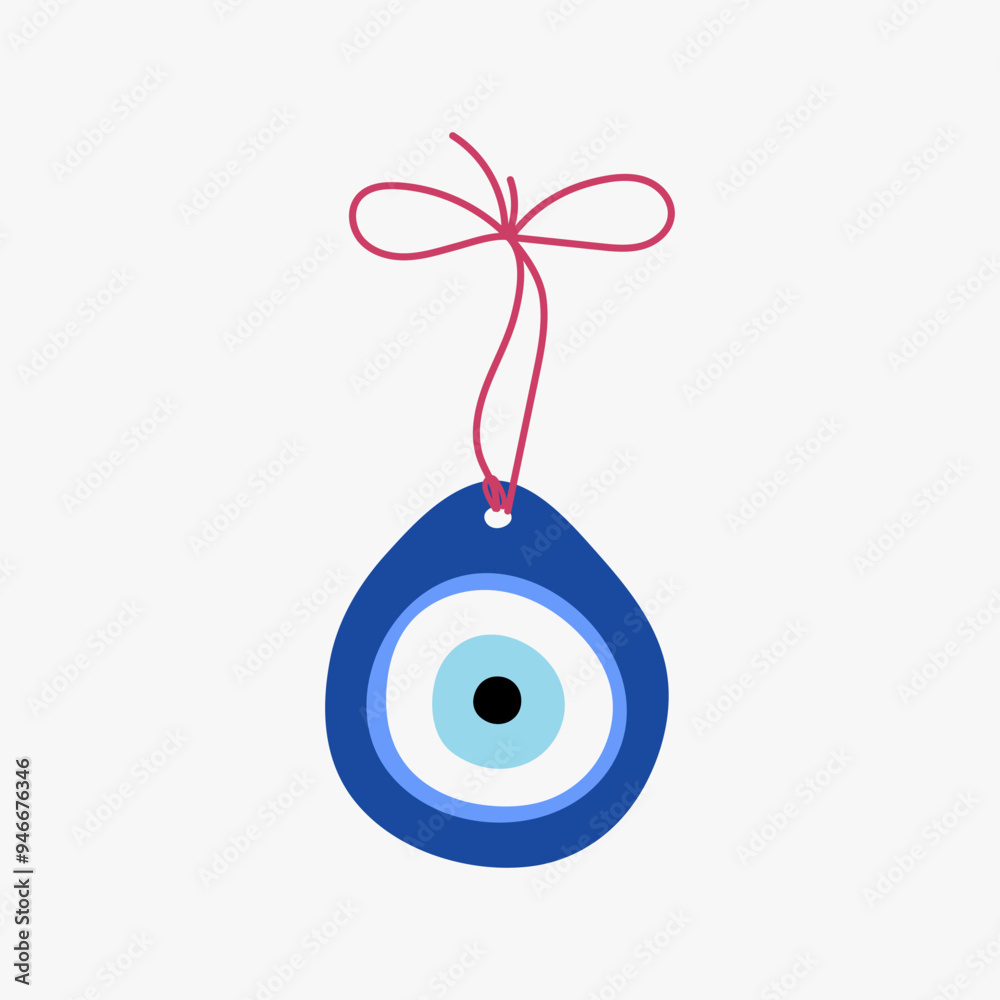 Evil eye with red bow. Suvenir, symbol of protection. Greek or turkish amulet for luck. Nazar Boncugu talisman Evil eye with red bow. Suvenir, symbol of protection. Greek or turkish amulet for luck. Nazar Boncugu talisman