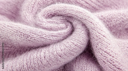   A close-up of a pink sweater with a knot on its collar