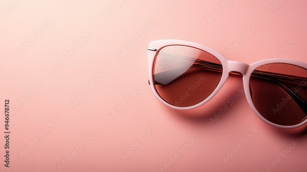 A pair of elegant pink sunglasses with stylish frames on a warm, soft peach background, representing modernity, sophistication, and an understated summer fashion statement. A pair of elegant pink sunglasses with stylish frames on a warm, soft peach background, representing modernity, sophistication, and an understated summer fashion statement.