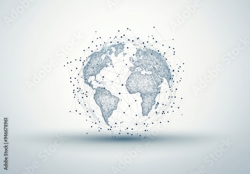 Abstract global network concept with planet Earth and connecting lines and dots, a technology background for the internet of things or business exchange Generative AI