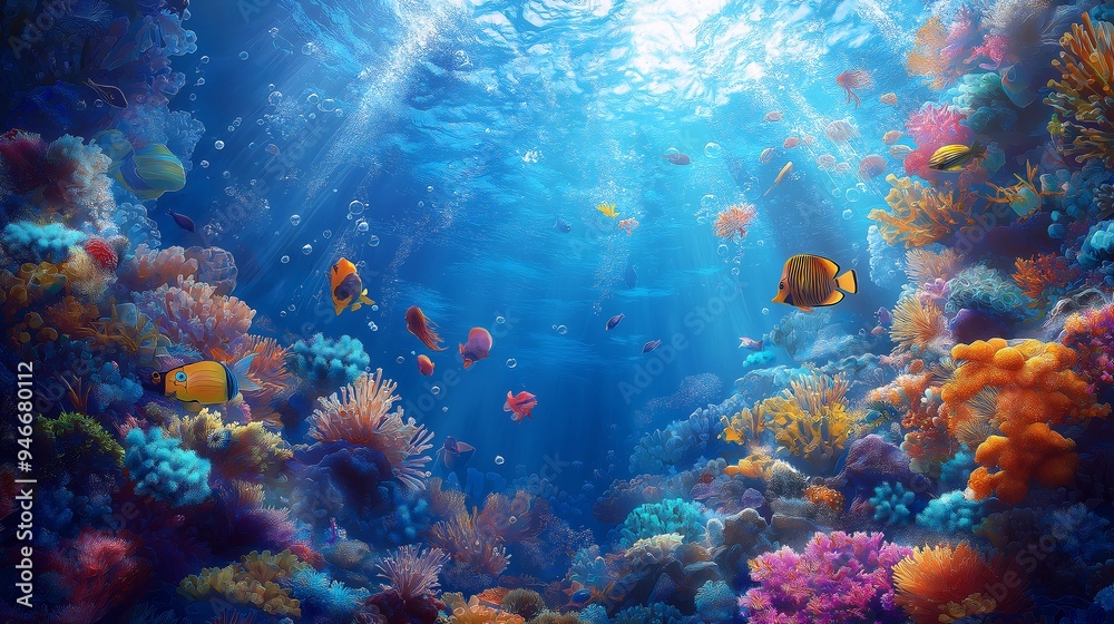 Vibrant Coral Reef Underwater Scene Vibrant Coral Reef Underwater Scene