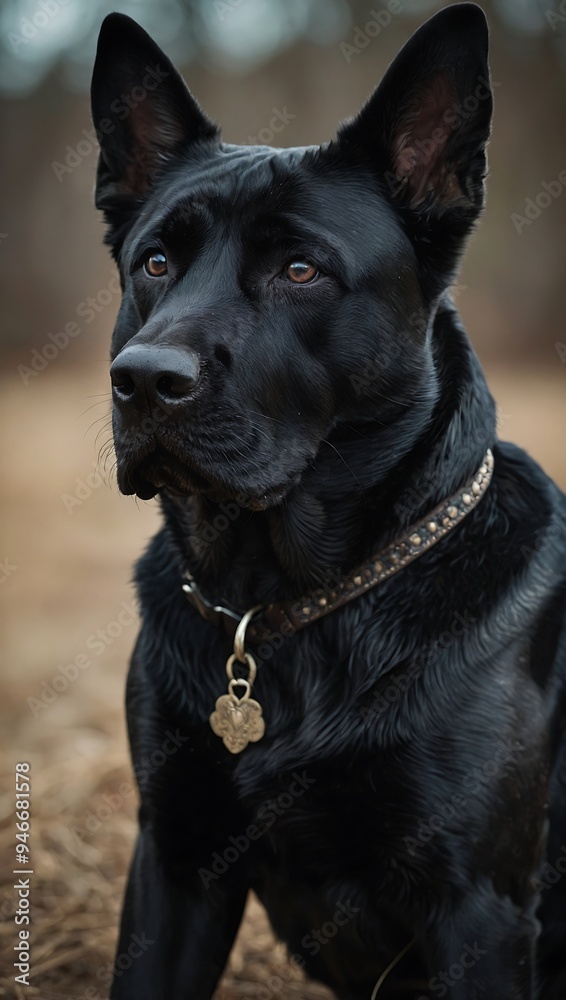 Stylized image of a black German Shepherd-Cane Corso mix Stylized image of a black German Shepherd-Cane Corso mix