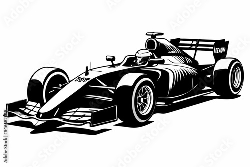 Racing Car silhouette vector, Formula 1 car illustration