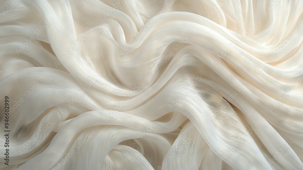 A photo of white fabric with waves at the top and bottom A photo of white fabric with waves at the top and bottom