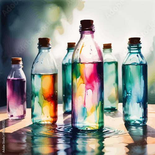 Bottle Ilustration Painting Background Very Cool