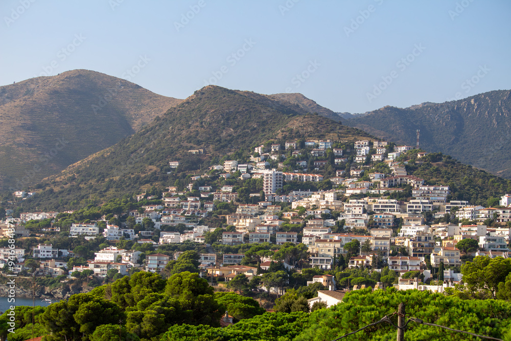Scenic Mediterranean Town Nestled Between Majestic Mountains and Tranquil Sea Scenic Mediterranean Town Nestled Between Majestic Mountains and Tranquil Sea