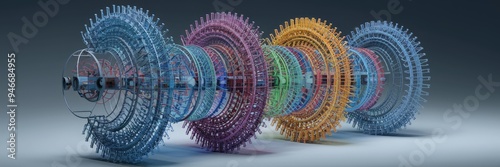 3D Illustration of Autoencoder Visualization for Image Denoising: Transforming Noisy Inputs into Clean Outputs photo