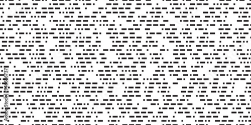 Seamless pattern with Morse code letters. Abstract bw bg with specific signs. Squares and rectangles or dashed lines in simple geometry background. Geometric vector texture