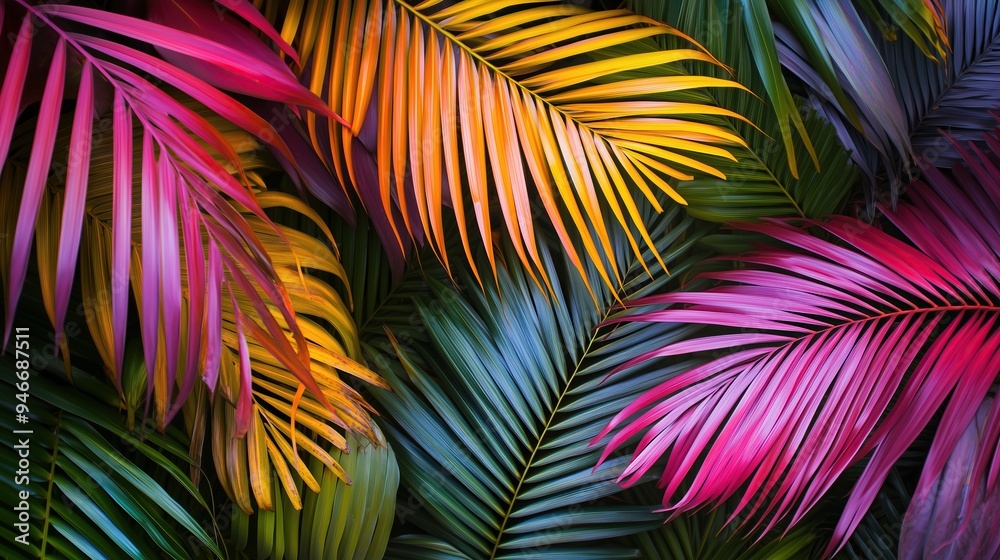 Obraz premium photo of colorful palm tree leaves