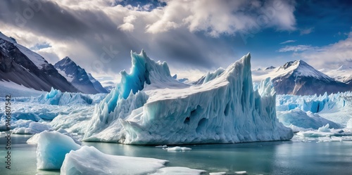 Stunning icy landscape with glaciers and mountain peaks 