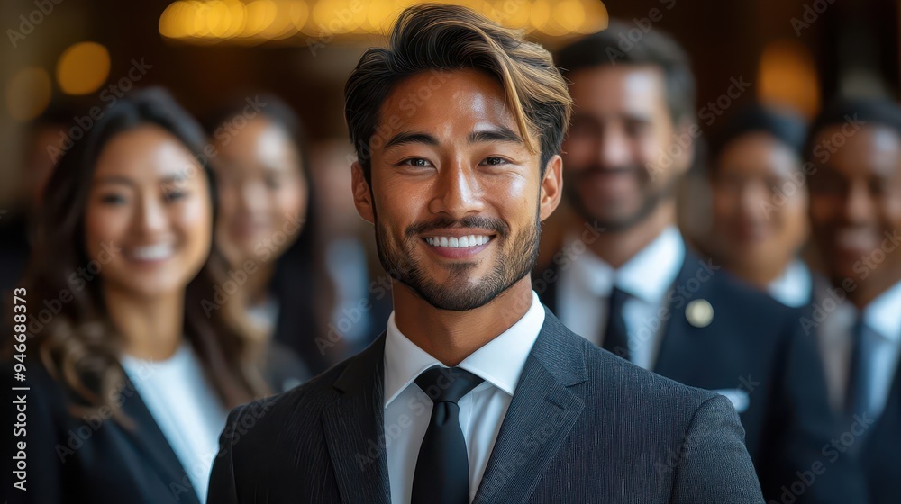 diverse hotel staff team in crisp uniforms various roles represented warm smiles luxurious lobby backdrop embodying hospitality and professionalism diverse hotel staff team in crisp uniforms various roles represented warm smiles luxurious lobby backdrop embodying hospitality and professionalism