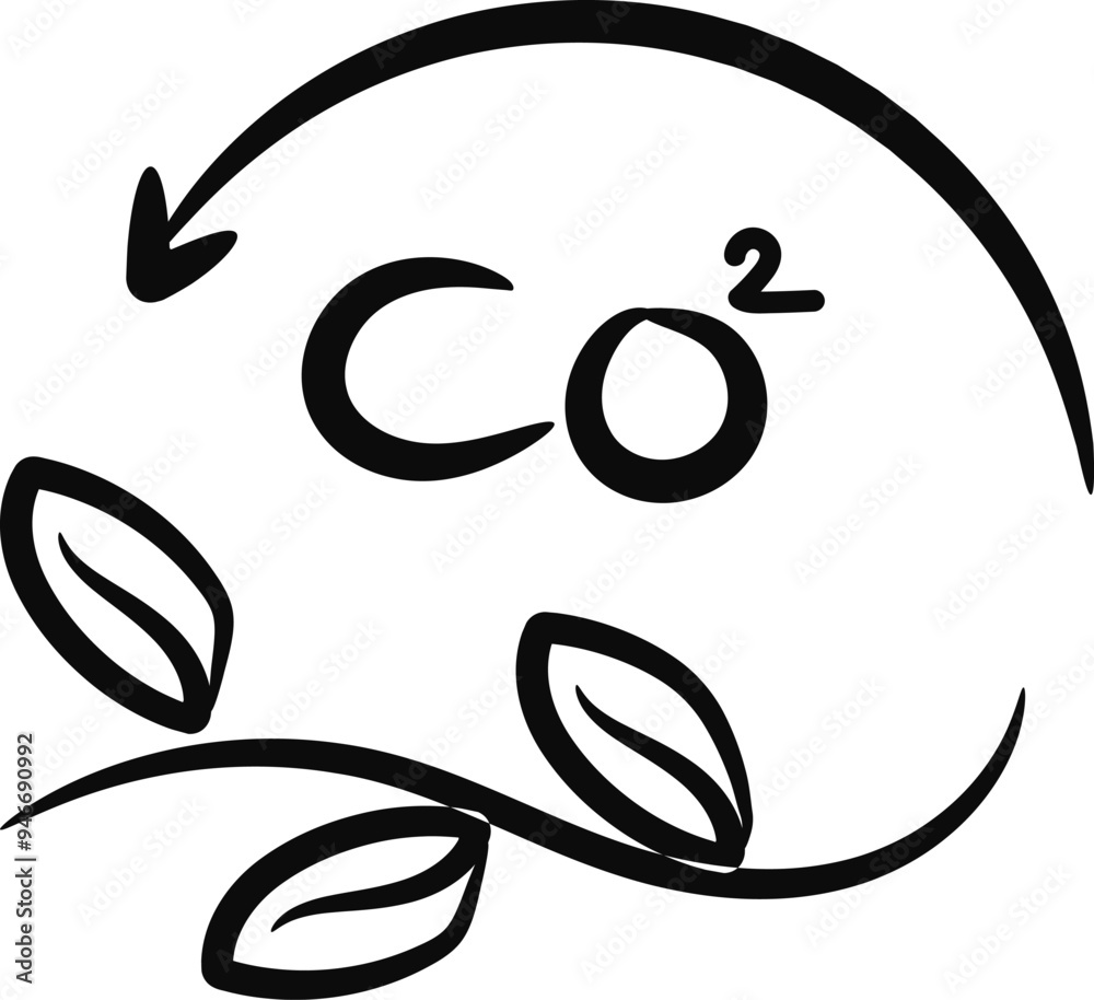 Illustration of photosynthesis process in young plants, icon of oxygen circulation process in plants Illustration of photosynthesis process in young plants, icon of oxygen circulation process in plants