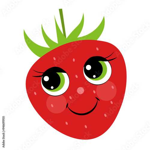 Juicy, ripe strawberries with green eyes on a white background