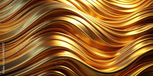 Abstract Golden Waves, 3D R...
