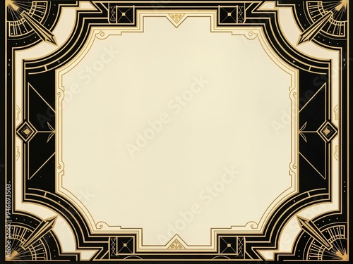 Art Deco inspired vintage poster template with ornate borders