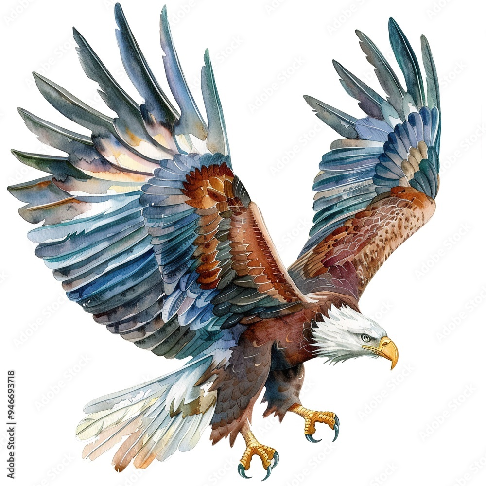 Obraz premium Eagle watercolor fantasy animal cartoon isolated whitebackground