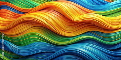 Abstract Waves of Blue, Gre...