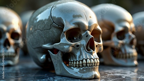High-resolution 3D skull with marble texture