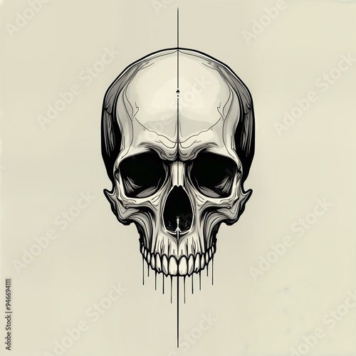 Simple and clean skull with minimalistic lines