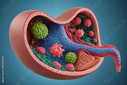 3D Visualization of Stomach Structure and Cellular Environment in Scientific Innovation and Life Research photo