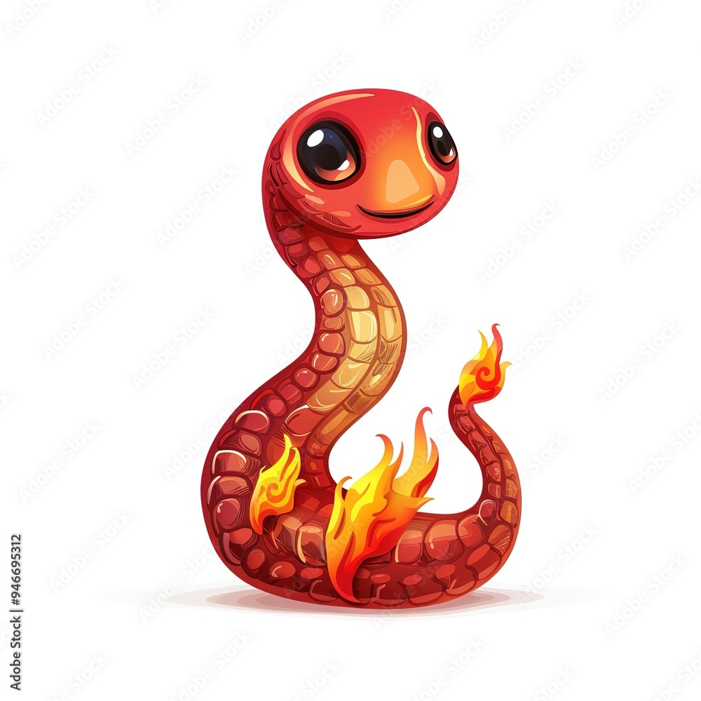 Fototapeta premium Earthworm flame animal cartoon isolated whitebackground 16:9