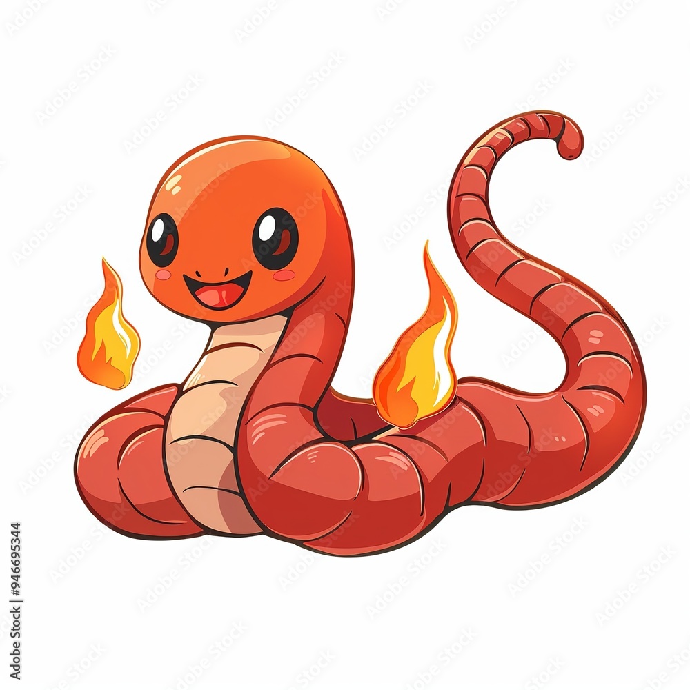 Earthworm flame animal cartoon isolated whitebackground 16:9 Earthworm flame animal cartoon isolated whitebackground 16:9