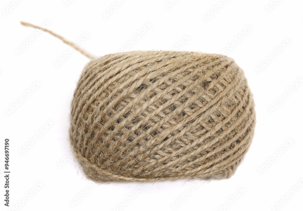 Ball rope, yarn roll isolated on white, top view Ball rope, yarn roll isolated on white, top view