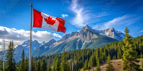 Canadian Flag Fluttering Ab...