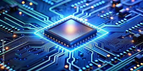 Circuit Board with Glowing ...