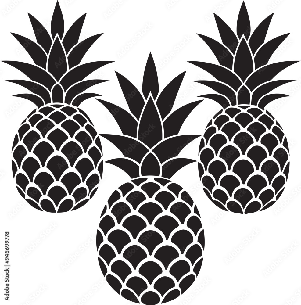 Obraz premium Pineapple silhouette vector illustration on white background